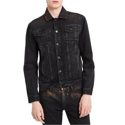 Calvin Klein Mens Distressed Copper Denim Jacket