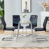 KWPZQEB Round Dining Table and Chairs for 4, Round Dining Table with Tempered Glass & Metal Legs, Paried With 4 High-quality PU Chairs for Dining Room - 4 of 4