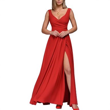 white christmas dresses Elegant Deep V Neck Mermaid Long Party Dress Wedding Guest Dress,DP189 –  DSProm main image 1