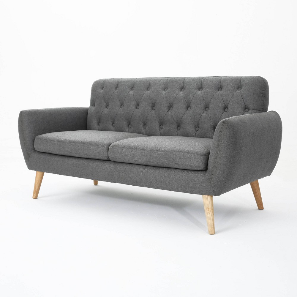 Photos - Sofa Bernice Petite Mid Century Modern Tufted  Dark Gray - Christopher Knig