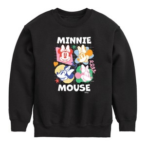 Boys' - Disney - Minnie Mouse Multicolored Grid Graphic Long Sleeve Fleece Sweatshirt - 1 of 4