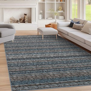 Modern Abstract Imitation Weaving Textured Printed Carpet for Living Room Bedroom Indoor Thin Low Pile Non Slip Washable Area Rug - 1 of 4