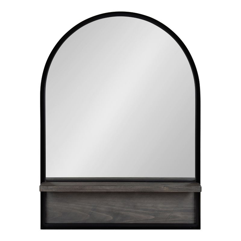 Kate and Laurel Owing Framed Arch Mirror with Shelf, 24x32, Gray, 3 of 9