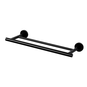 WOWOW 36 in. Wall Mounted Towel Bar in Matte Black, Stainless Steel Double Towel Holder - 1 of 4