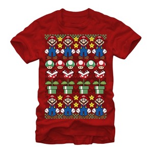 Men's Nintendo Ugly Christmas Mario T-Shirt - 1 of 4