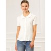 Allegra K Women's Sweet Ruffle Trim Peter Pan Collar Button-Down Shirt 2 Packs - image 3 of 4