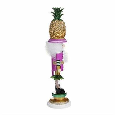 Tropical Pink and Gold Pineapple Hat Nutcracker, 19.5 Inches