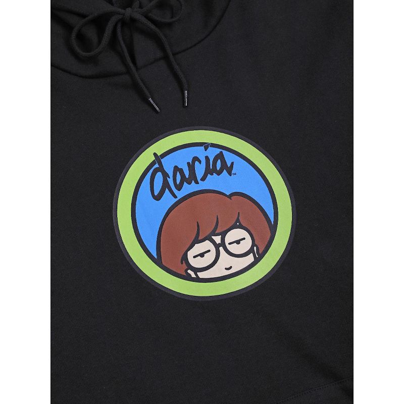 Daria Logo Long Sleeve Black Hooded Sweatshirt, 3 of 5