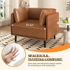 39" Vintage Faux Leather Lounge Chair for Living Room Bedroom,Deep Seat Upholstered Accent Armchair,Home Office Comfy Reading Chair-Coolbibila - 3 of 4
