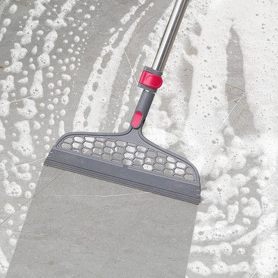TrueClean Gray Microfiber Spin Mop & Bucket System with Silicone Sweeper