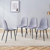 SEVOBAL Dining Chairs Set of 4 Light Gray Linen-Cotton Chairs with Black Metal Legs and Integrated Structure, Gray, 17"*15.3"*34.5" - 3 of 4