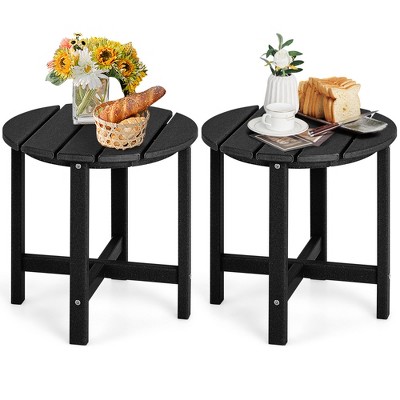 Tangkula 2PCS 18"Adirondack Side Table Weather Resistant HDPE Garden Patio