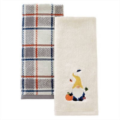 SKL Home Gnome Holiday 2 Piece Hand Towel Set, Dove Gray, Cotton