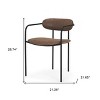 HomeRoots Brown and Black Faux Leather And Metal Open Back Dining Arm Chair - 3 of 4