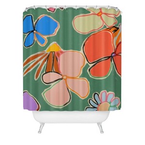 Deny Designs Sandrapoliakov Vintage Garden Shower Curtain Green : Microfiber, Machine Washable, Non-Slip Backing - 1 of 3