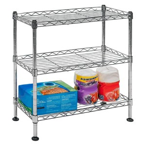 Shelving.com 3-Tier Chrome Wire Shelving, Standard Duty -8"d x 18"w x 18"h - 1 of 2