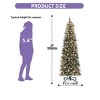 6ft/7.5ft Pre-Decorated Pencil Christmas Tree w/Remote, Partially Flocked & Frosted Slim Artificial Hinged Xmas Tree - 2 of 4