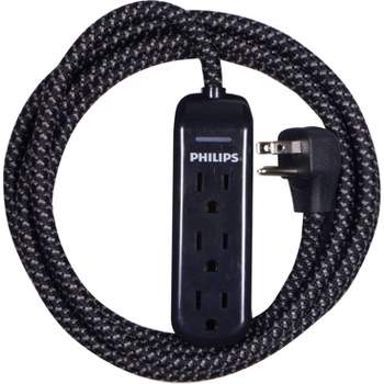 Philips 8' 3-Outlet Grounded Extension Cord - Black