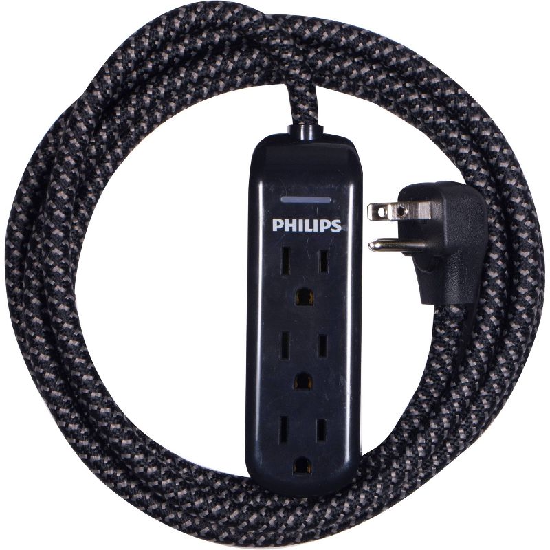 Philips 8&#39; 3-Outlet Grounded Extension Cord - Black, 1 of 9
