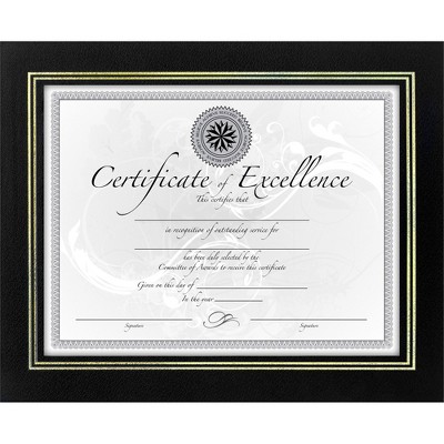 Burnes Home Accents Leatherette Certificate Frame 11"x8-1/2" Black N3192NB