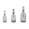 Glass Decorative Vases with Iridescent Stoppers - Tall Bottle Shape - Modern Home, Living Room, Bedroom, or Office Decor Set of 3 - 6", 5", 4" Gray - 3 of 4