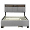 Okak Full Platform Bed Frame with Upholstered & Trundle Storage Headboard Bed with 2 Drawers Sockets USB Ports Easy Assembly, Gray - 3 of 4
