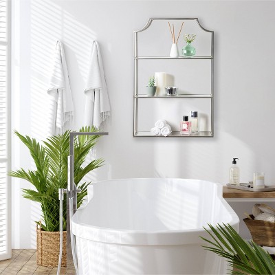 Silver Scalloped 4-Tier Glass Wall Shelf