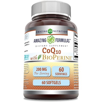 Amazing Formulas CoQ10 with Bioperine 200 Mg 60 Softgels