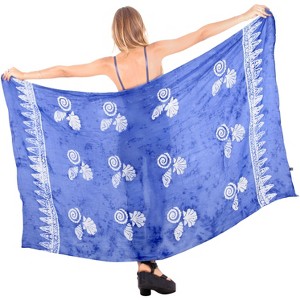 LA LEELA Women's Beach Bikini Swimwear Cover up Wrap Skirt Bathing suit Summer Wraps Sarong Swimsuits for Women One Size Blue, Seashell - 1 of 4