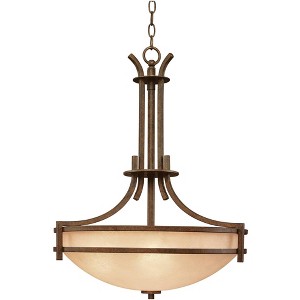 Franklin Iron Works Oak Valley Bronze Pendant Chandelier 21" Wide Rustic Cream Scavo Glass 5-Light Fixture for Dining Room House Foyer Kitchen Island - 1 of 4