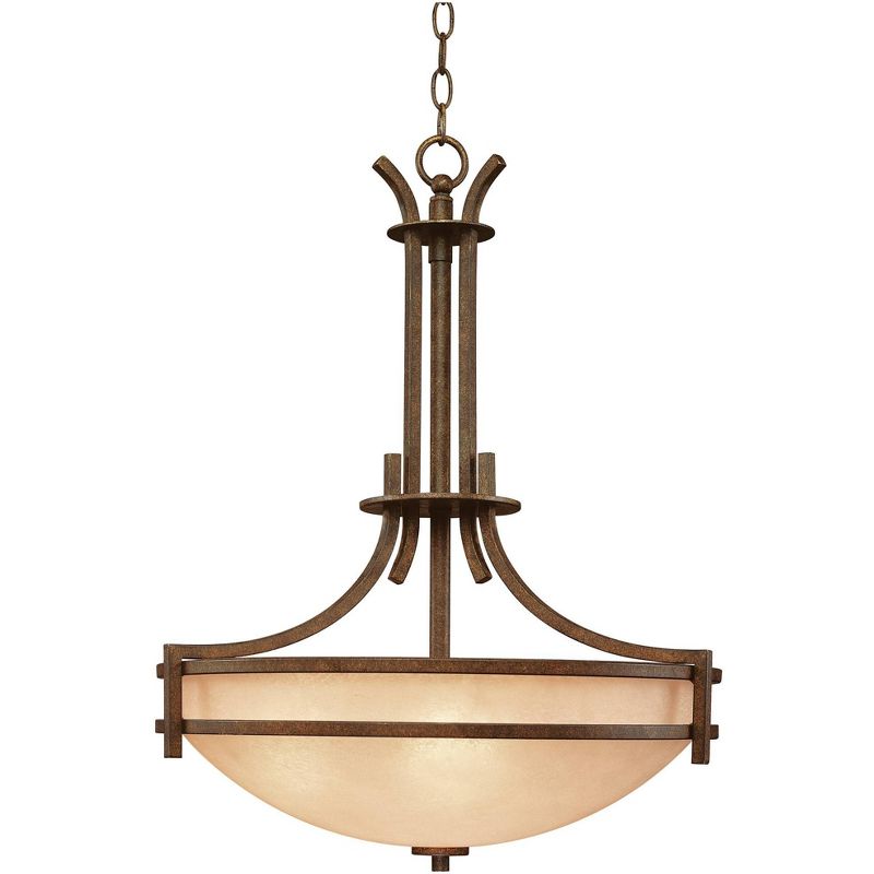 Franklin Iron Works Oak Valley Bronze Pendant Chandelier 21" Wide Rustic Cream Scavo Glass 5-Light Fixture for Dining Room House Foyer Kitchen Island, 1 of 7