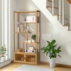 Artloge Large Natural Bamboo Bookshelf 70'' Tall Freestanding Storage Rack with Cabinet for Living Room Bedroom Hallway - 3 of 4
