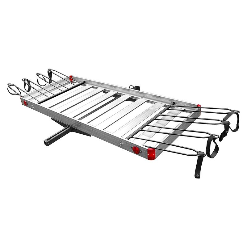 Tow Tuff TTF-2762ACBR Heavy Duty 2-in-1 Aluminum Adjustable Automotive Cargo Luggage Carrier with Bike Hitch Rack, 500 Pound Load Capacity, 1 of 7