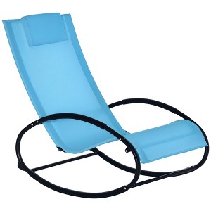 Pool Lounger, Outdoor Rocking Lounge Chair for Sunbathing, Pool, Beach, Porch with Pillow and Cool Mesh, Sun Tanning Rocker - 1 of 4
