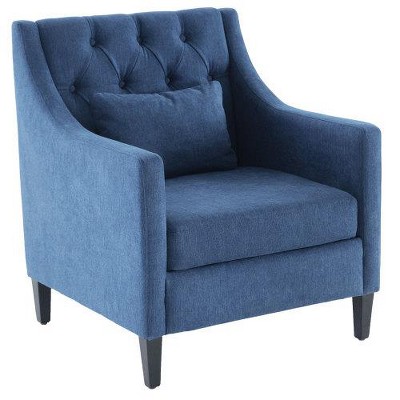 SYFERLORY Living Room Chairs, Accent Armchair with lumbar pillow, Elegant Bedroom Reading Chair, Mid-Century Design, Blue