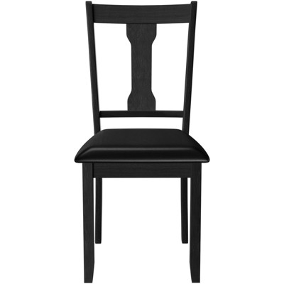 Tangkula Set of 2 Dining Room Chairs Modern Wood Dining Side Chair High Back Kitchen Chairs with Rubber Wood Frame Black/Coffee