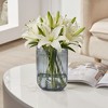 VECELO Flared Clear Ribbed Glass Decorative Vase, Tabletop Centerpiece - 2 of 4
