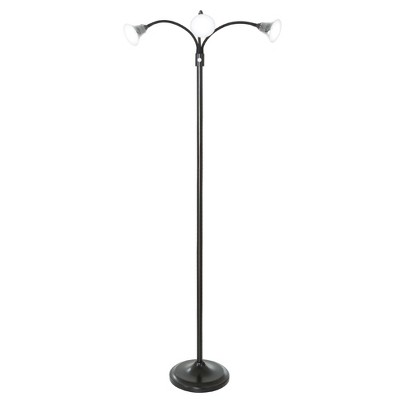 Hastings Home 3 Head LED Floor Lamp With Adjustable Arms, Touch Switch and Dimmer – Black