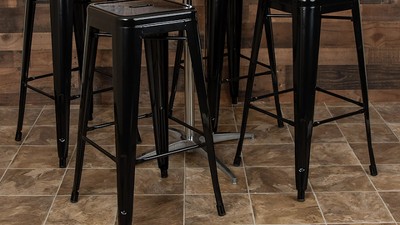 Teal 46" Industrial Metal Stackable Bar Stool, Set of 4