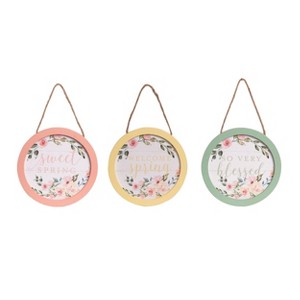 Transpac MDF Round Spring Floral Decor Set of 3 Spring Home Decorations - 1 of 1