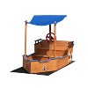 YOOCOZZ Outsunny Wooden Pirate Ship Sandbox - With Cover, Rudder, Storage Bench & Seat, Outdoor Toy for Kids 3-8 Years - Natural - 2 of 4