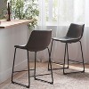 TiramisuBest Set of 2 Bar Stools, 30in Faux Leather Barstool Dining Chairs with PU Upholstery and Steel Frame (Brown) - 4 of 4