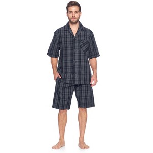 Ashford & Brooks Mens Woven Short Sleeve Pajama Shorts Set - 1 of 4