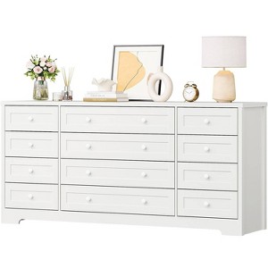 12 Drawer Dresser for Bedroom, Modern Wood Chest with Wide Top for 65" TV, Farmhouse Storage Cabinet for Living Room & Hallway - 1 of 4