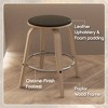 LeisureMod Wooden Counter Stool Round Seat Leather Upholstery and Iron Pelya Collection - 4 of 4