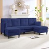 Mjkone Corduroy U-Shape Modular Convertible Sectional Sofa Couch,Upholstered 4-Seater Sofa with Movable Ottoman - 4 of 4