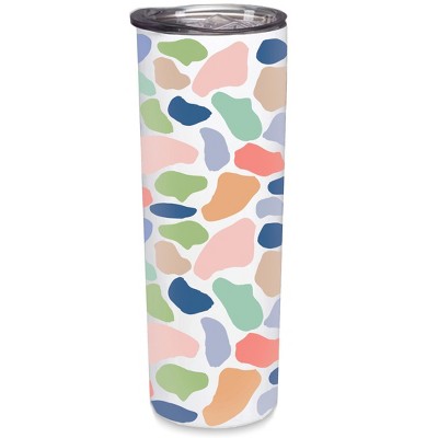 Elanze Designs Multi Colored Giraffe Pattern Blue Pink 20 ounce Stainless Steel Travel Tumbler