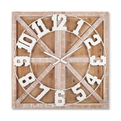 Lone Elm Studios 32-inch diameter Wood Barn Door Wall Clock
