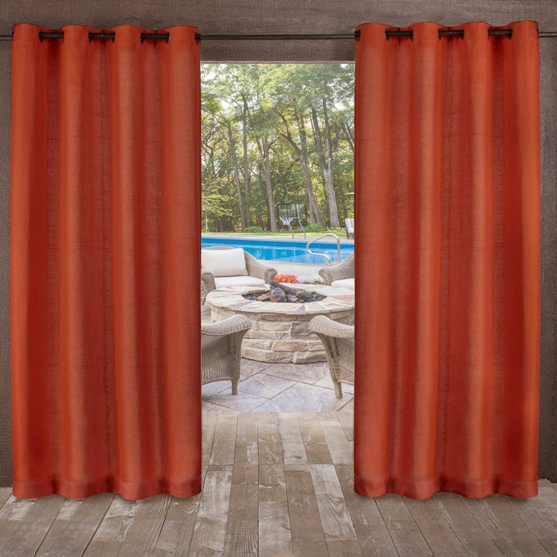 Set of 2 Delano Indoor/Outdoor Heavy Textured Grommet Top Light Filtering Window Curtain Panels - Exclusive Home, 1 of 8