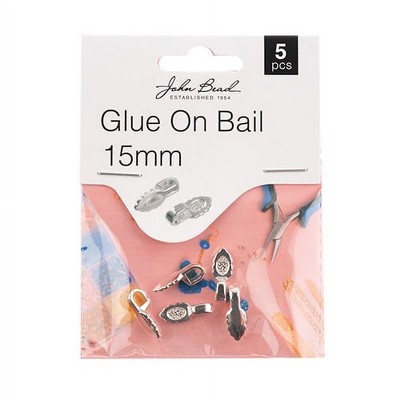 John Bead Must Have Findings Metal Silver 15mm Glue On Bail, 5 Pieces